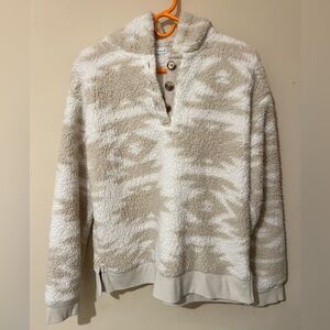 Sonoma Cozy Beige and White Women's Sweater Sherpa Hoodie